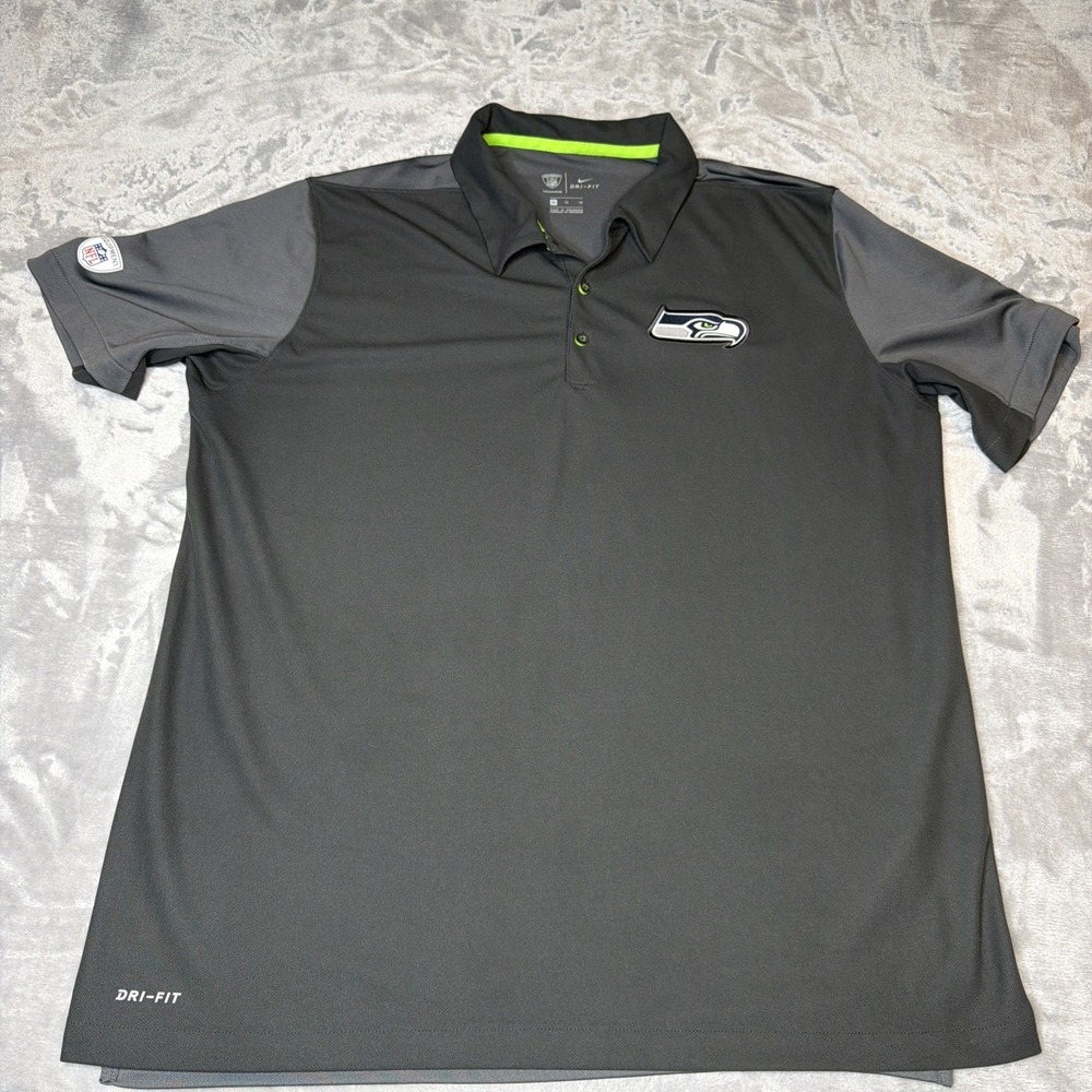 Nike Dri-FIT Seattle Seahawks NFL Polo Shirt Men's XL Gray Performance Golf